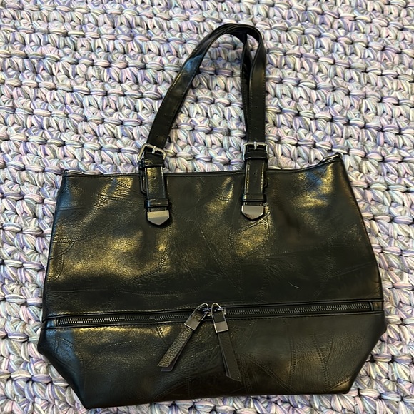 💗👛DESIGNER HANDBAG PURSE👛💗BAG BIG HUGE LARGE NWOT BLACK LEATHER👀LOOK - Picture 6 of 14